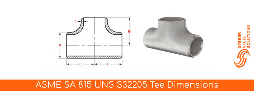 ASME SA 815 UNS S32205 Tee Dimensions